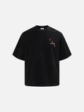 DAXUEN Oversized short-sleeve embroidered T-shirt in black and white