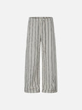 DAXUEN ecru wide-leg striped casual pants