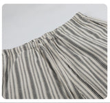 DAXUEN ecru wide-leg striped casual pants