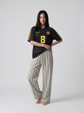 DAXUEN light ecru wide-leg striped casual pants — model photo