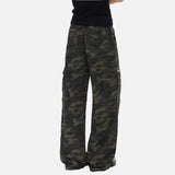 DAXUEN Loose-fit wide-leg cargo pants with camouflage pattern and embroidery