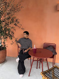 DAXUEN Relaxed-fit crew-neck t-shirt with bold text — model photo