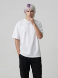 DAXUEN Embellished crew neck T-shirt in black and white — model photo