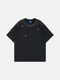 DAXUEN Embellished crew neck T-shirt in black and white