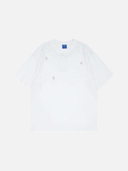 DAXUEN Embellished crew neck T-shirt in black and white