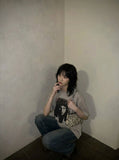 DAXUEN Loose-fit short-sleeved T-shirt with graphic prints — model photo