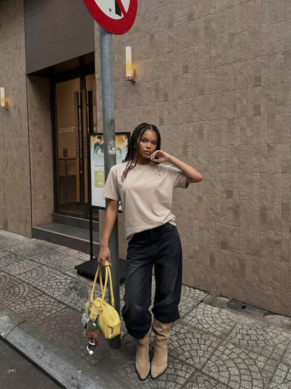 DAXUEN Edgy Metal Detail T-Shirt | DAXUEN — model photo