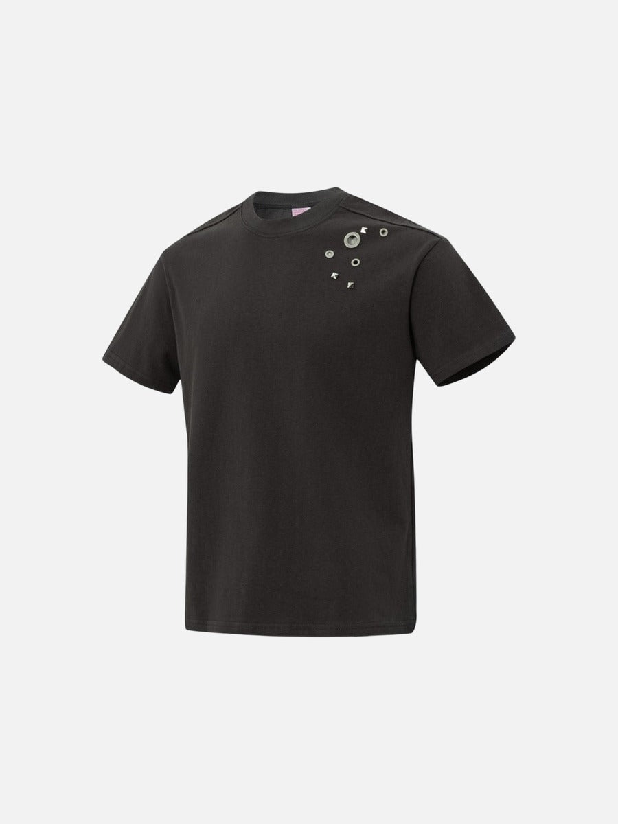 DAXUEN Short-sleeved crew-neck t-shirt with metal embellishments