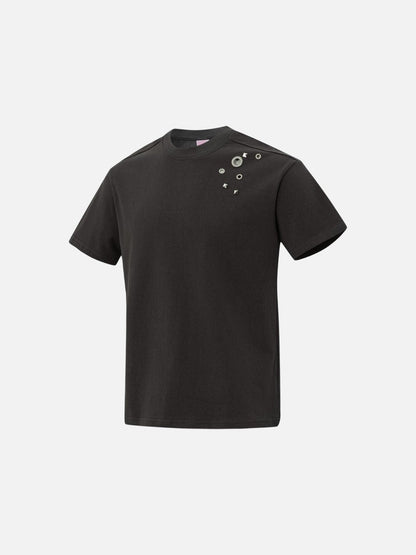 DAXUEN Short-sleeved crew-neck t-shirt with metal embellishments