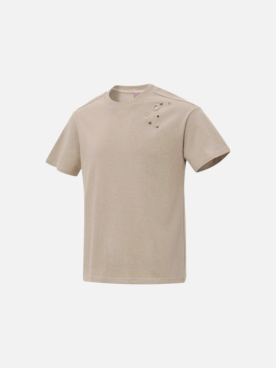 DAXUEN Short-sleeved crew-neck t-shirt with metal embellishments