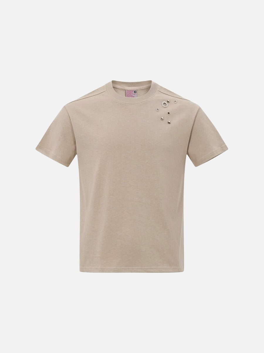 DAXUEN Short-sleeved crew-neck t-shirt with metal embellishments