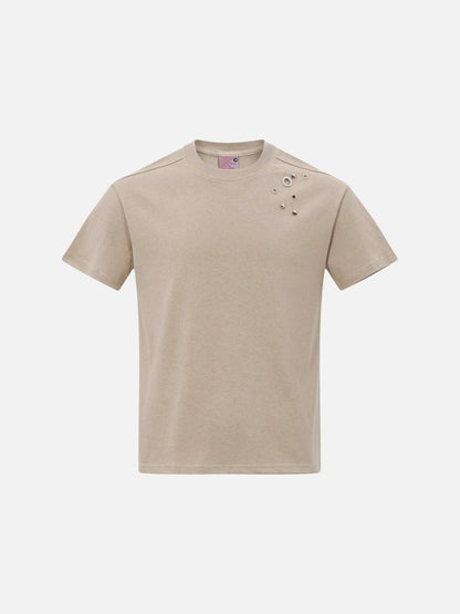 DAXUEN Short-sleeved crew-neck t-shirt with metal embellishments