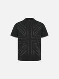 DAXUEN Short-sleeved black t-shirt with metal eyelet graphic