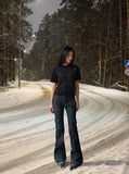 DAXUEN Edgy Metal Eyelet Black T-Shirt | DAXUEN — model photo