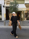 DAXUEN Oversized short-sleeved crew neck t-shirt — model photo