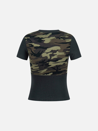 Slim-fit V-neck T-shirt with unique graphics