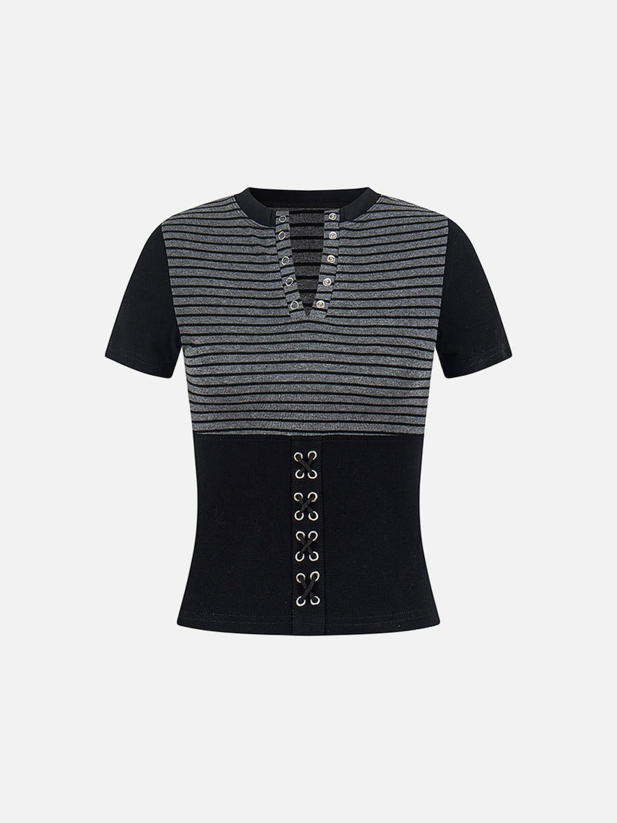 Slim-fit V-neck T-shirt with unique graphics