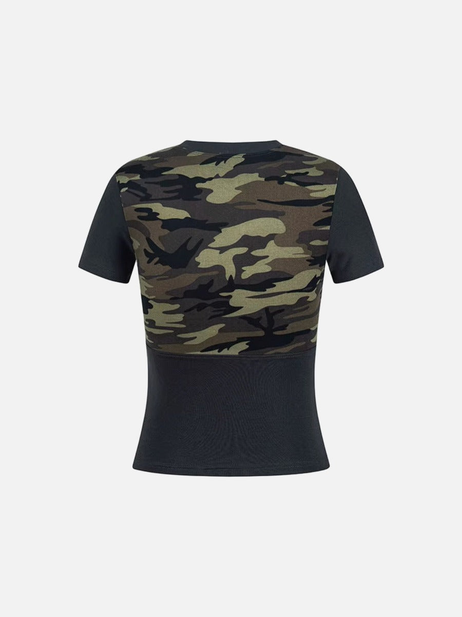 Slim-fit V-neck T-shirt with unique graphics