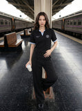 DAXUEN Short-sleeve polo shirt with striped details and embroidery — model photo