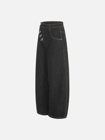 DAXUEN Wide-leg denim jeans with metal details
