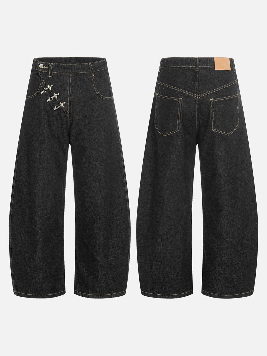 DAXUEN Wide-leg denim jeans with metal details
