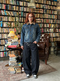 DAXUEN Wide-leg denim jeans with metal details — model photo