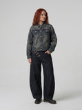 DAXUEN Wide-leg denim jeans with metal details — model photo
