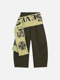 DAXUEN Wide-leg pants with contrast sash and decorative graphics
