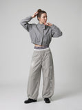 DAXUEN Loose-fitting wide-leg pants with gothic print — model photo