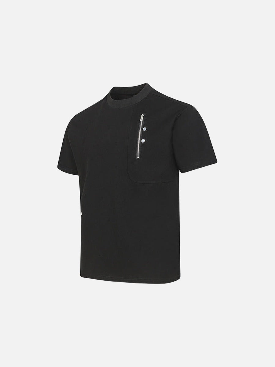 DAXUEN Men's short-sleeved T-shirt with zipper and pocket