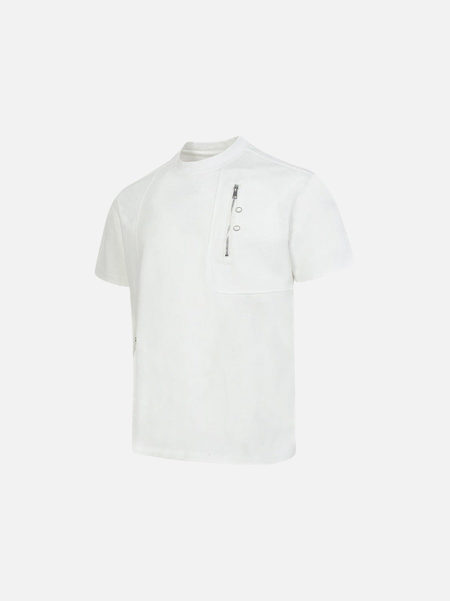 DAXUEN Men's short-sleeved T-shirt with zipper and pocket