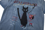 DAXUEN faded grey black cat graphic tee