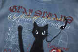 DAXUEN faded grey black cat graphic tee