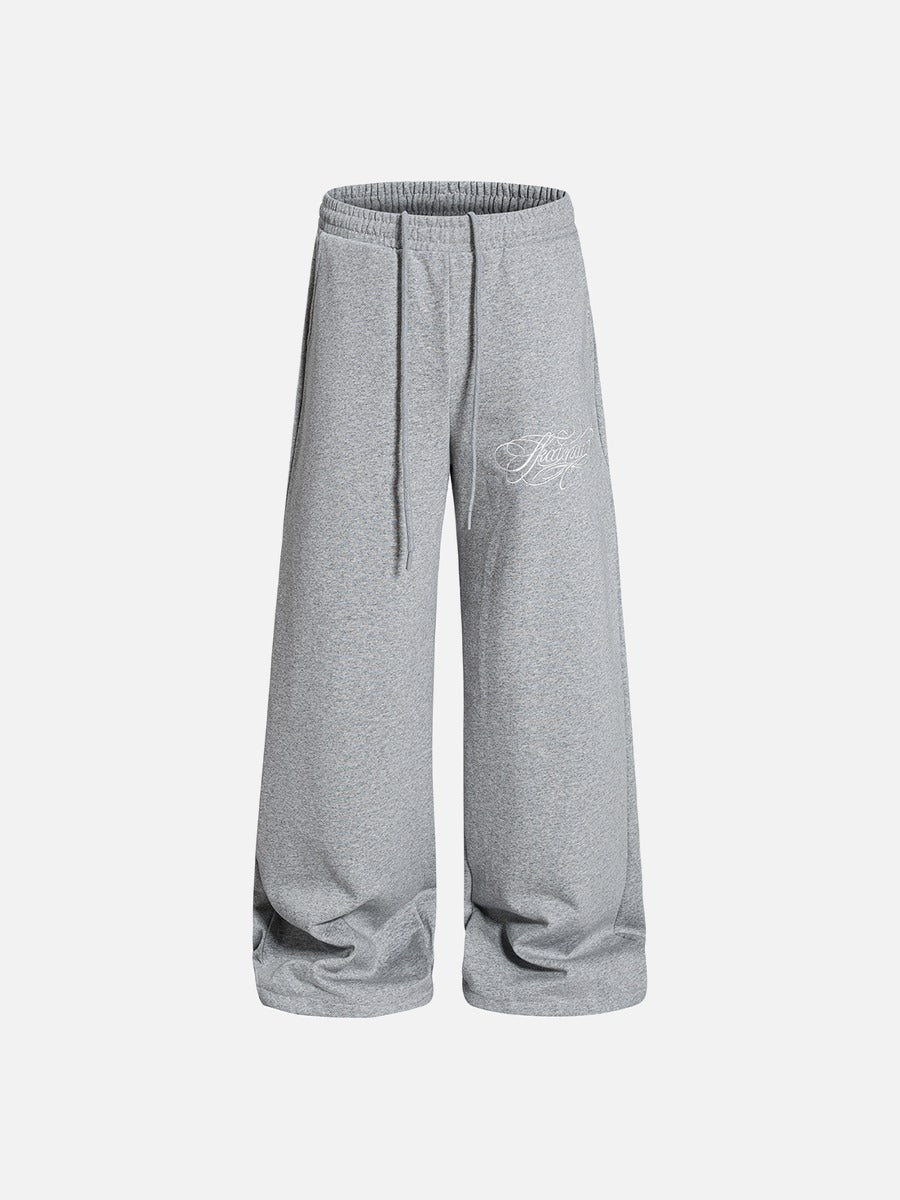 DAXUEN heather grey wide-leg elaborately-script graphic sweatpants
