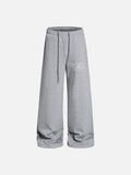 DAXUEN heather grey wide-leg elaborately-script graphic sweatpants