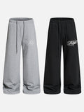 DAXUEN heather grey wide-leg elaborately-script graphic sweatpants