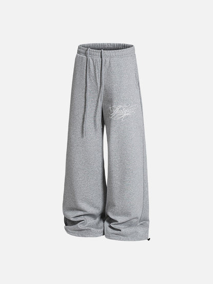 DAXUEN heather grey wide-leg elaborately-script graphic sweatpants