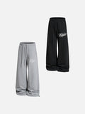 DAXUEN heather grey wide-leg elaborately-script graphic sweatpants