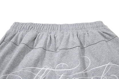 DAXUEN heather grey wide-leg elaborately-script graphic sweatpants
