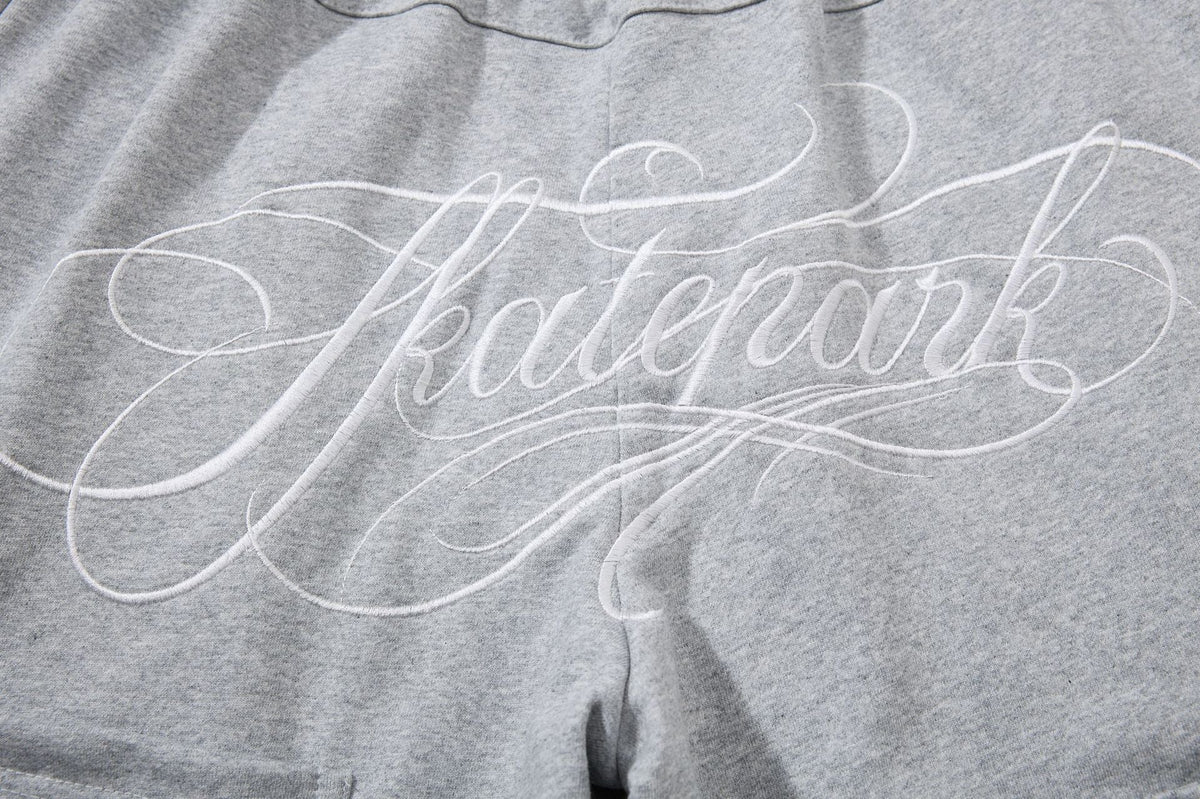 DAXUEN heather grey wide-leg elaborately-script graphic sweatpants