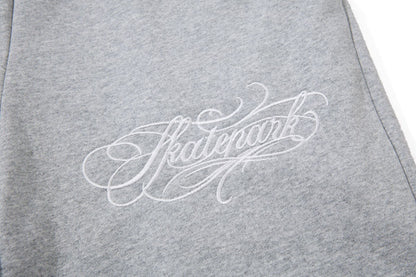DAXUEN heather grey wide-leg elaborately-script graphic sweatpants