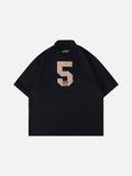 DAXUEN black oversized embroidered animal motif polo shirt