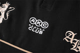 DAXUEN black oversized embroidered animal motif polo shirt