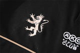 DAXUEN black oversized embroidered animal motif polo shirt