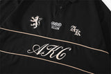 DAXUEN black oversized embroidered animal motif polo shirt