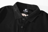 DAXUEN black oversized embroidered animal motif polo shirt
