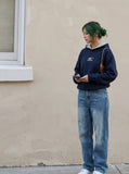 DAXUEN black embroidered BEFEARLE graphic hooded sweatshirt — model photo