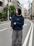 DAXUEN black embroidered BEFEARLE graphic hooded sweatshirt — model photo
