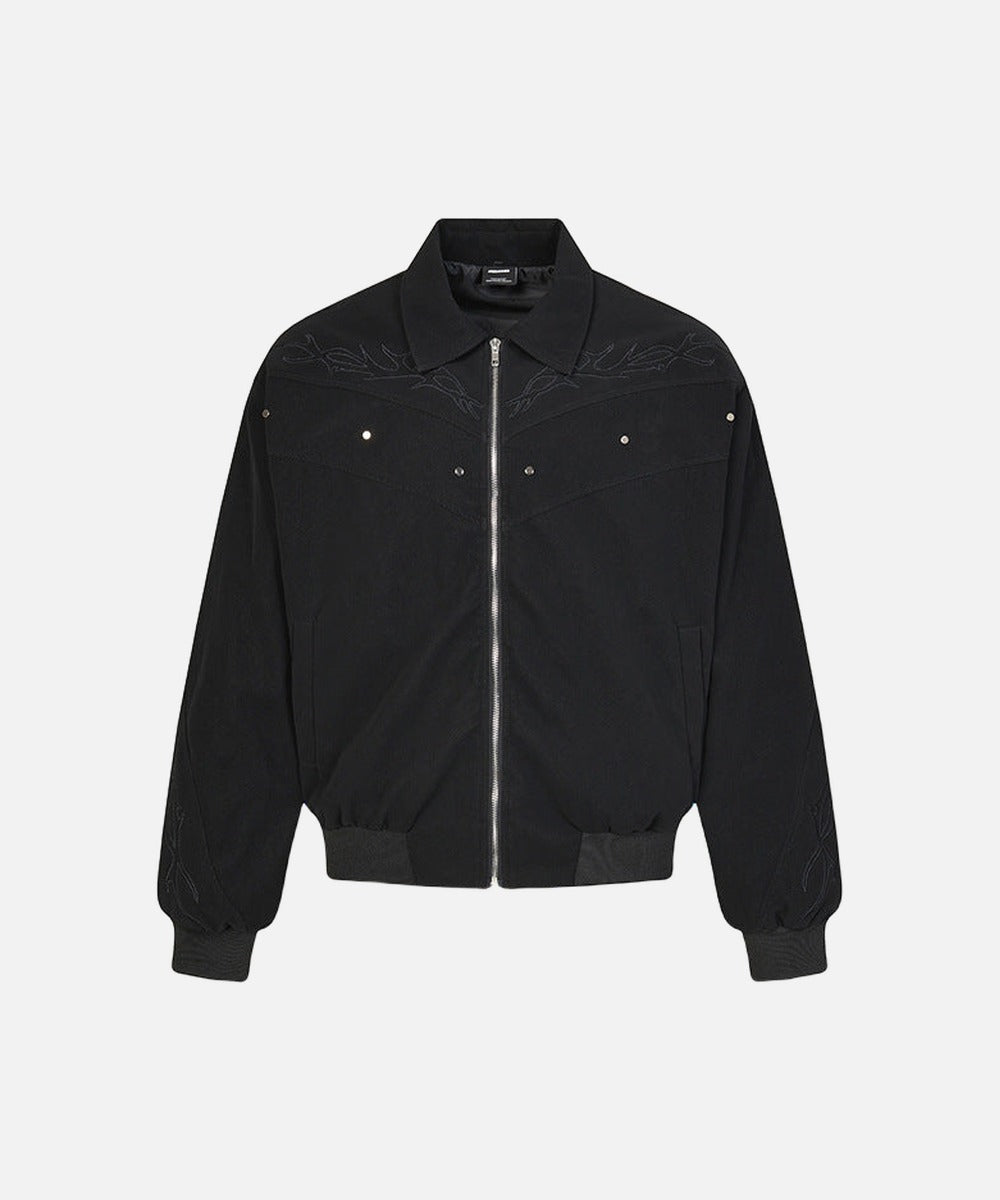 DAXUEN Embroidered bomber jacket in black and beige