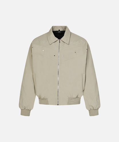 DAXUEN Embroidered bomber jacket in black and beige